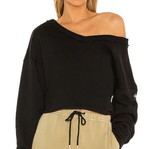 Alo Yoga Black Off-Shoulder Women's Prima Sweater